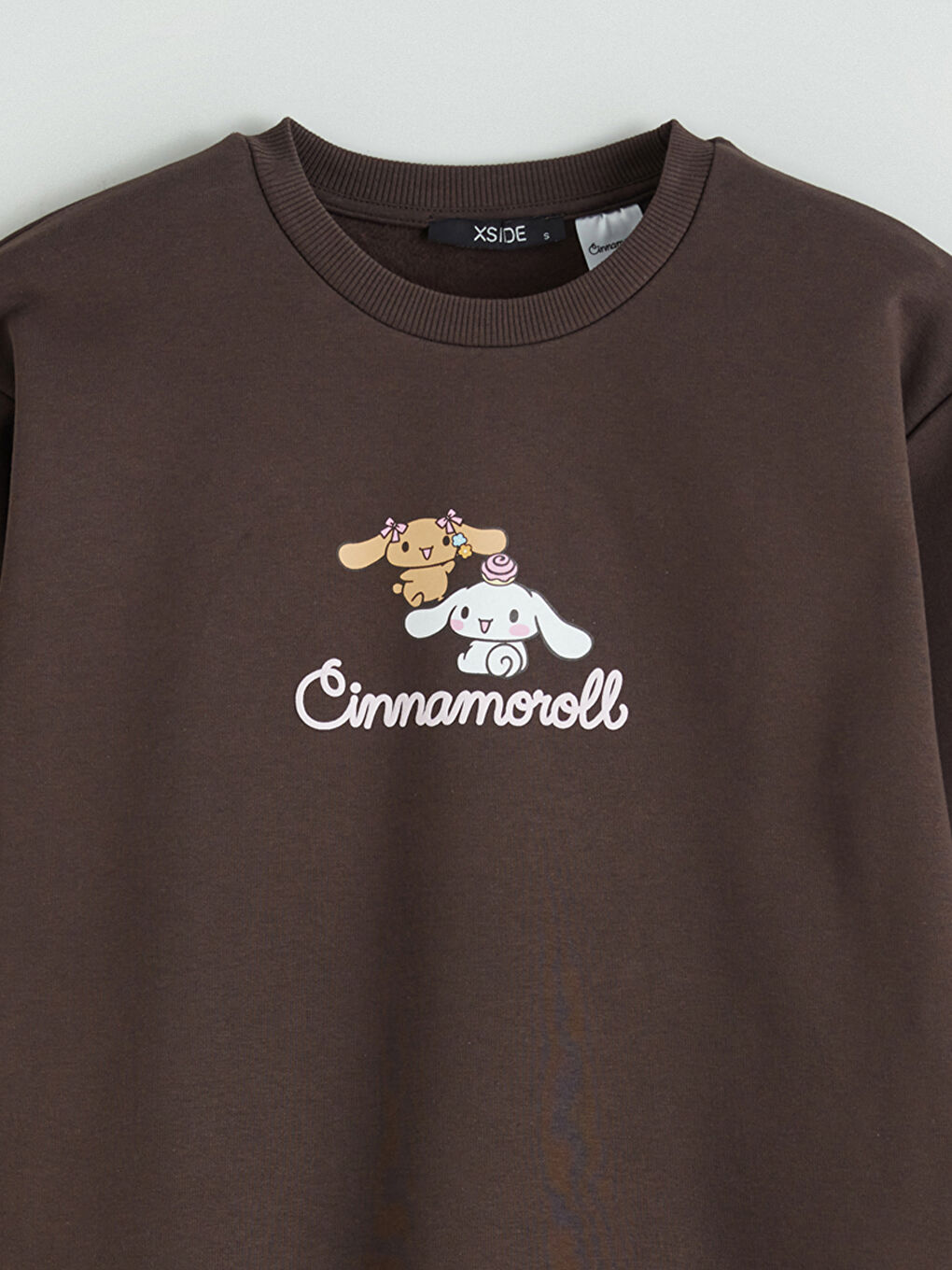 Kahverengi Cinnamoroll Baskılı Oversize Kadın Sweatshirt-5