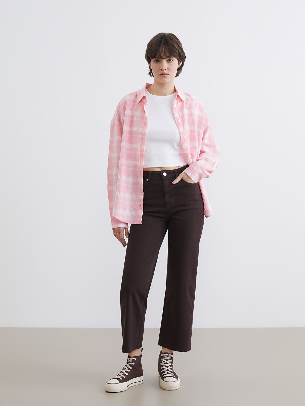 Kahverengi Slim Fit Kadın Jean Pantolon