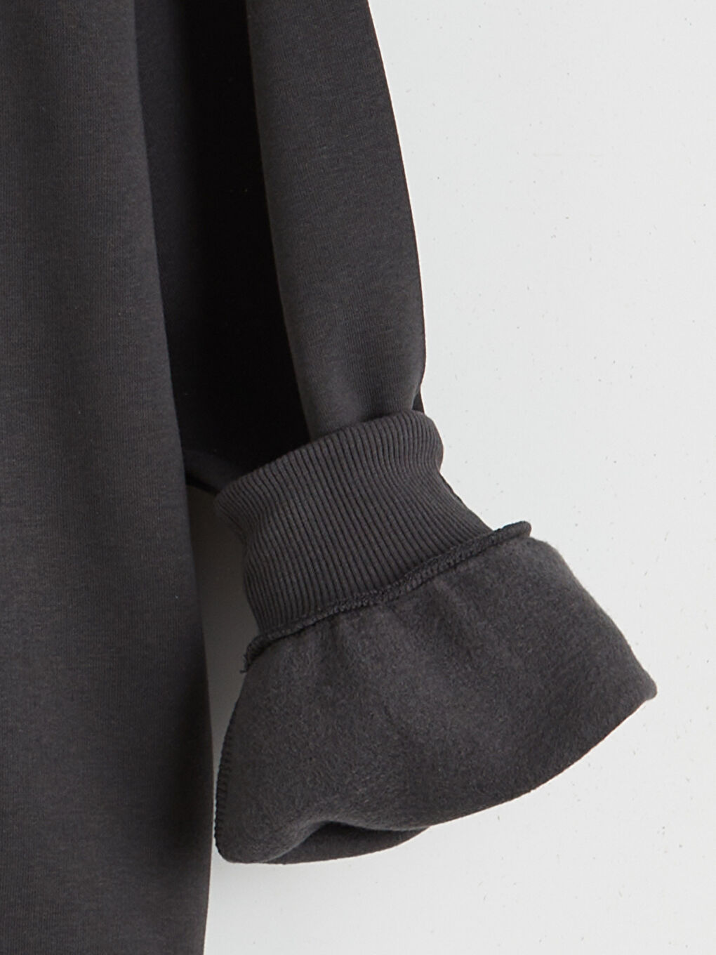 Antrasit Stitch Baskılı Oversize Kadın Kalın Sweatshirt-5