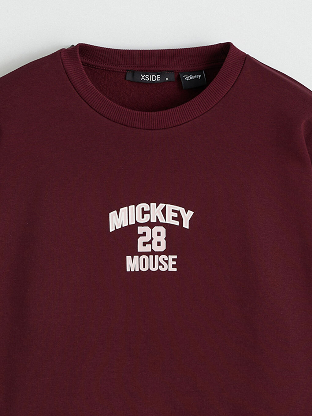 Bordo Mickey Mouse Baskılı Kadın Kalın Sweatshirt-1