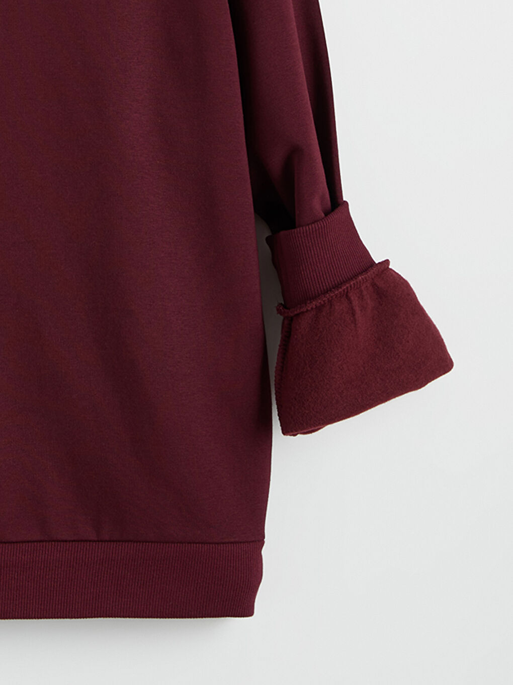 Bordo Mickey Mouse Baskılı Kadın Kalın Sweatshirt-2