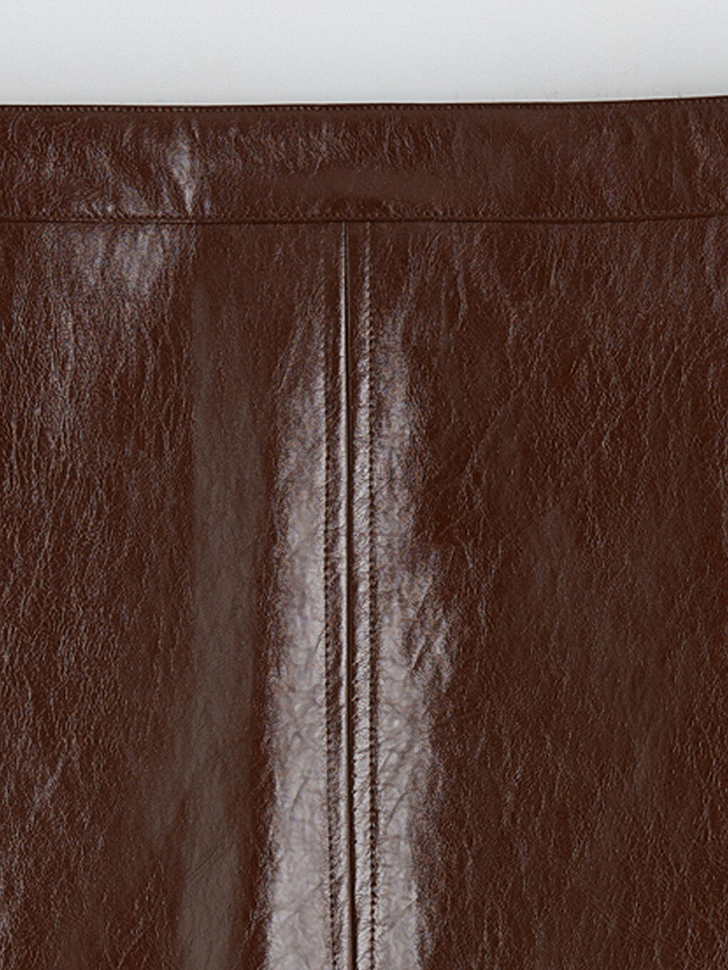 Faux Leather Look Stitched Detail Women's Skirt-5