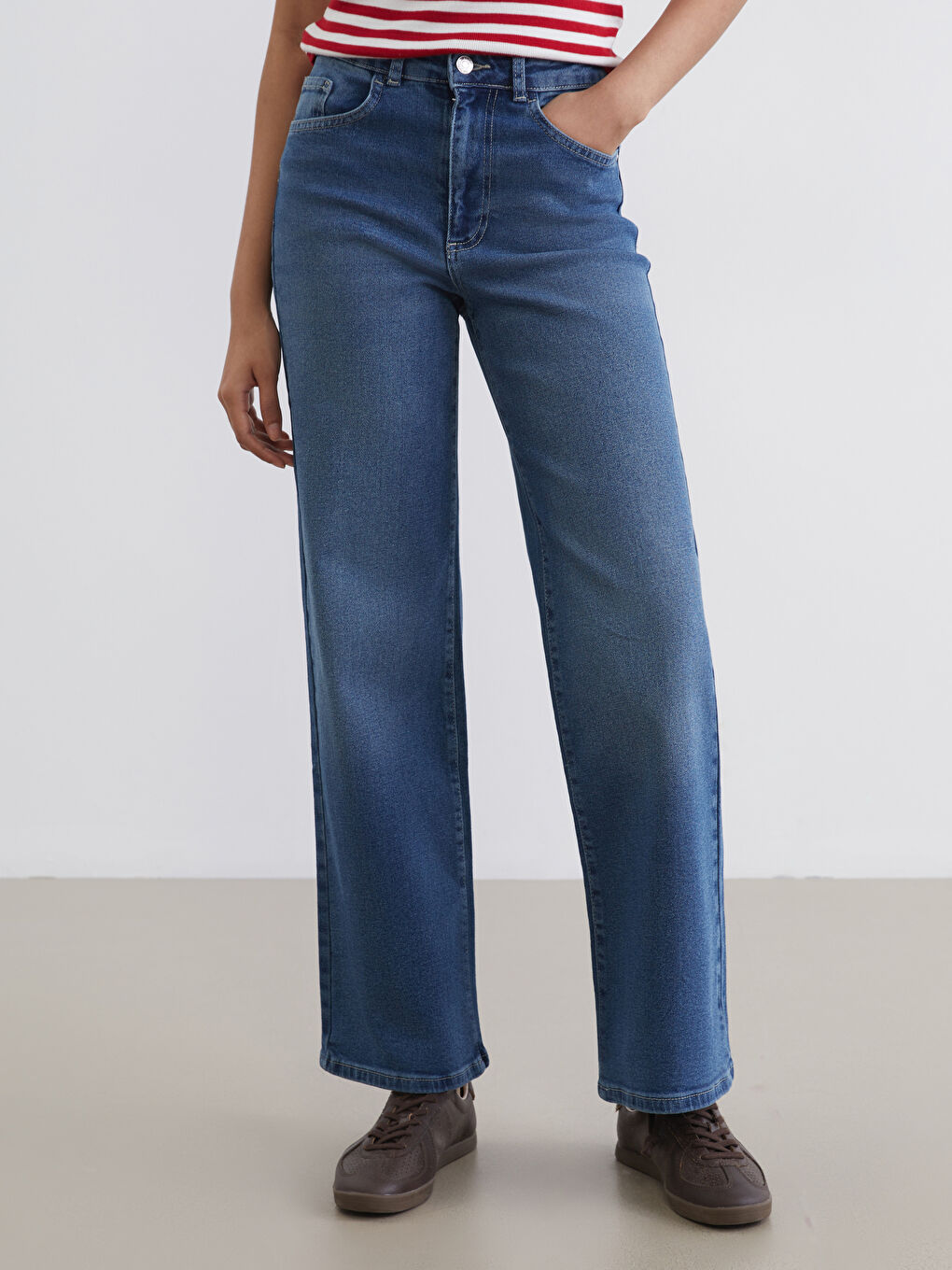 Mavi Wideleg Kadın Jean Pantolon-1