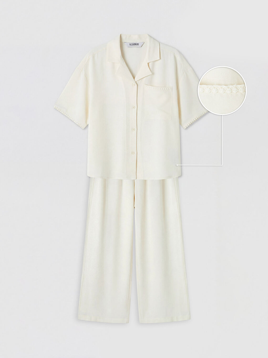 Pembe Kısa Kollu Kız Çocuk Gömlek ve Pantolon