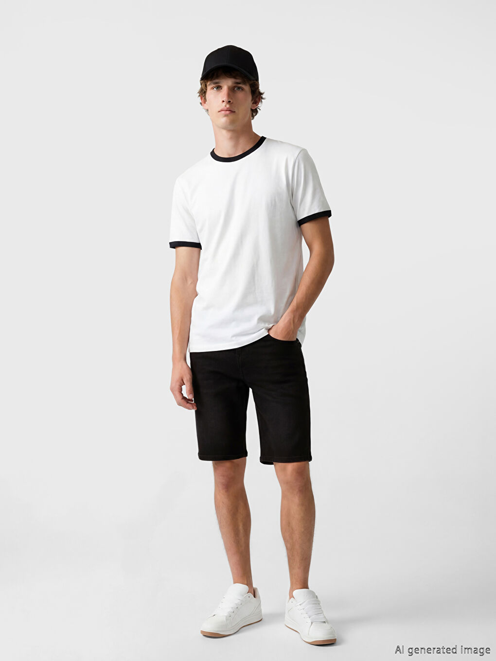 Siyah Slim Fit Erkek Jean Şort