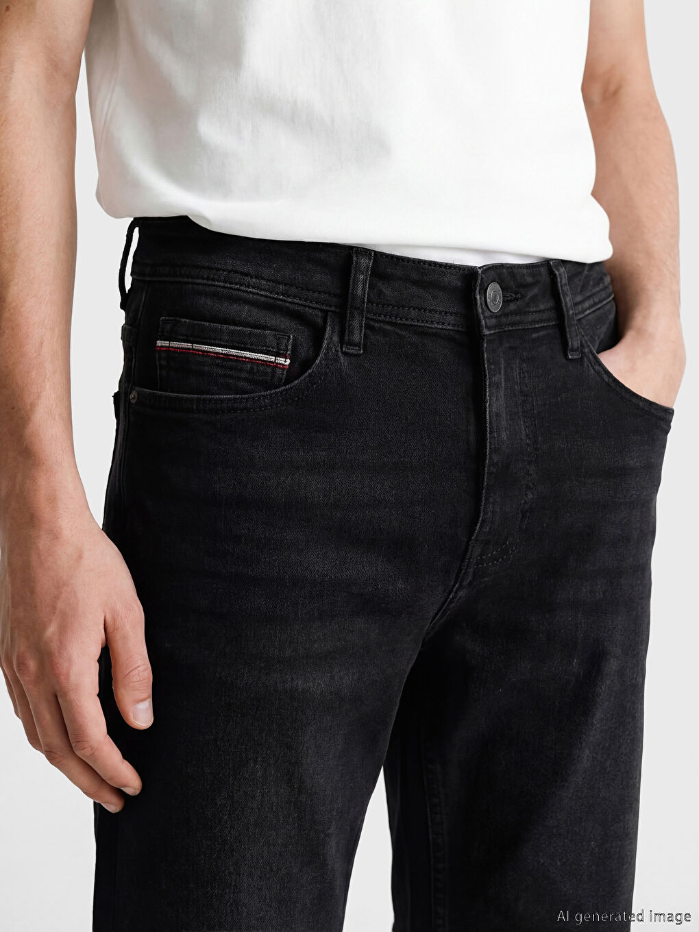 Siyah Slim Fit Erkek Jean Şort-2