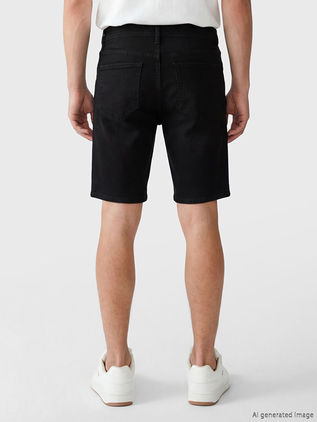 Siyah Slim Fit Erkek Jean Şort-3