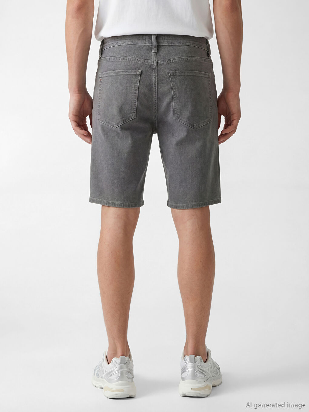 Gri Slim Fit Erkek Jean Şort-3