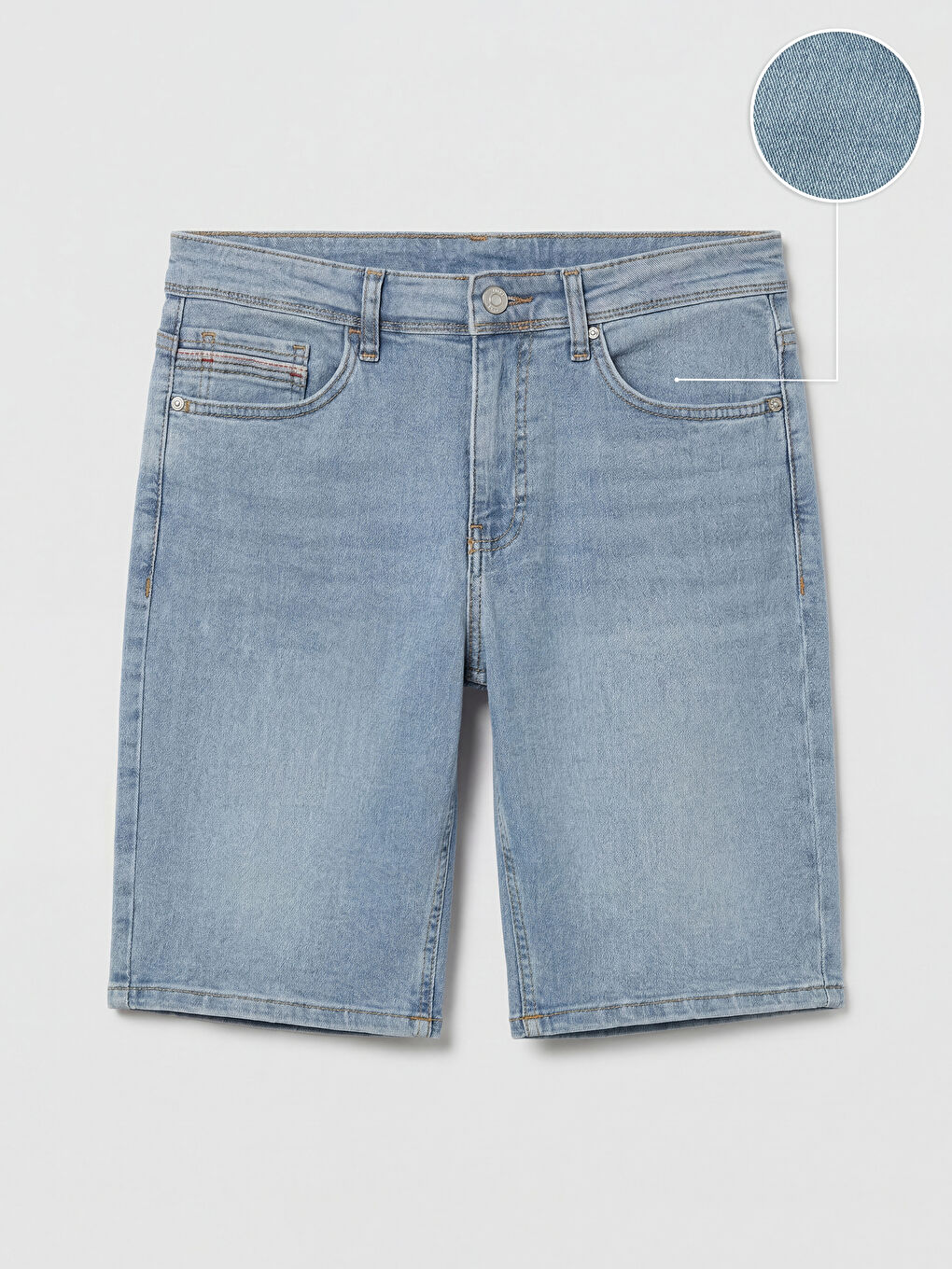 İndigo Slim Fit Erkek Jean Şort-4