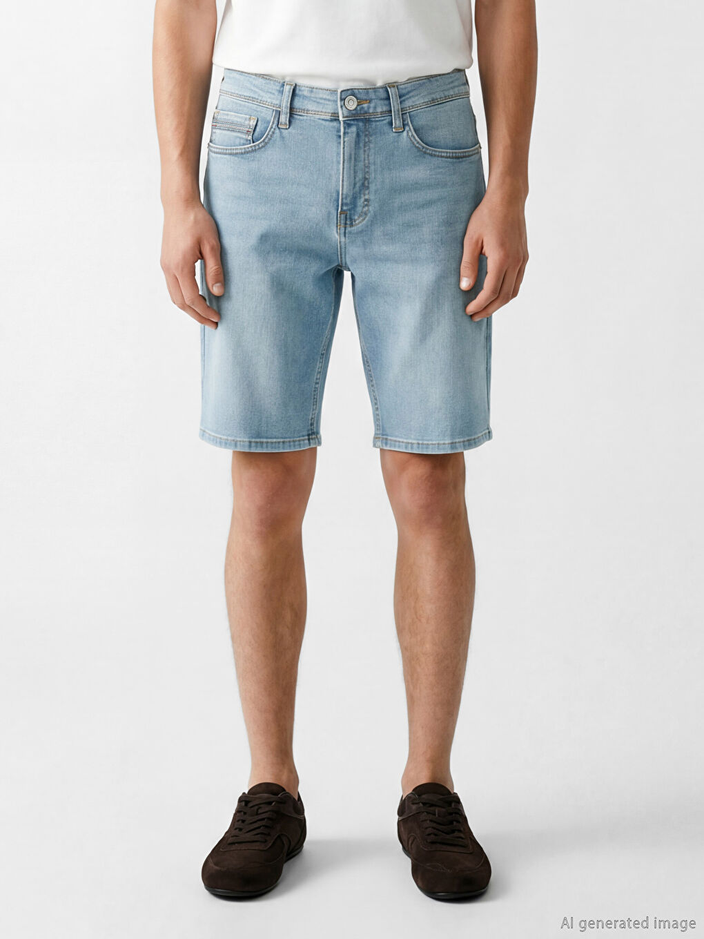 İndigo Slim Fit Erkek Jean Şort-1