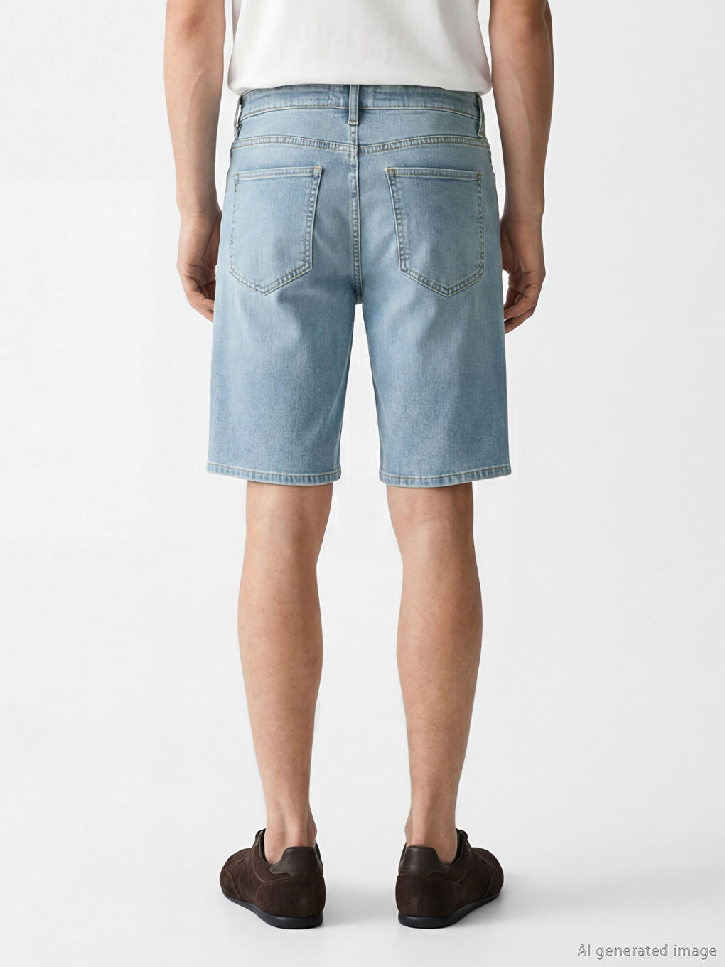 İndigo Slim Fit Erkek Jean Şort-3