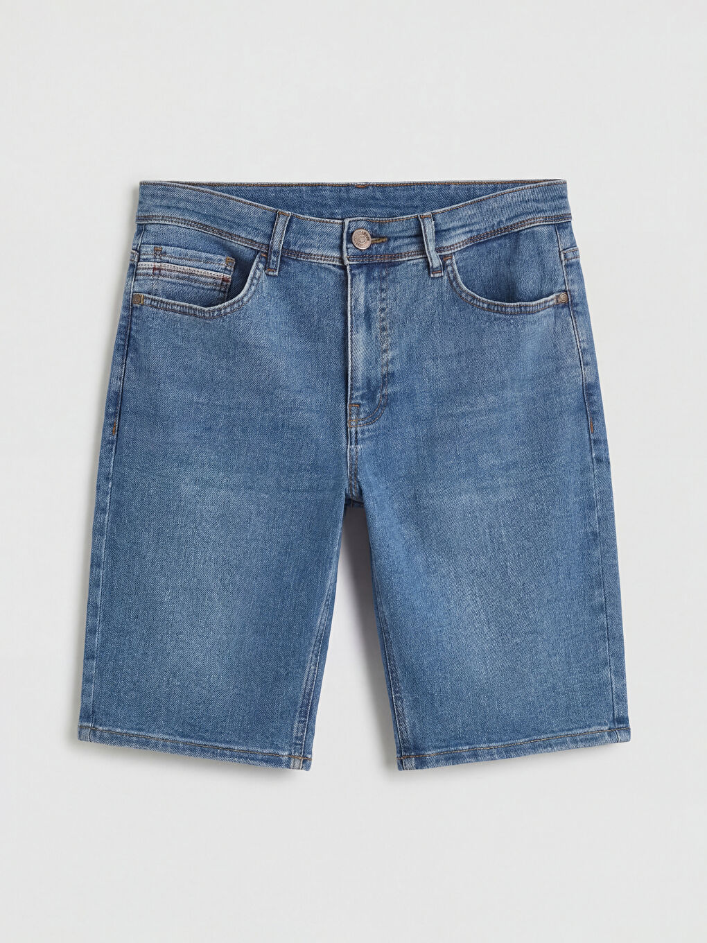 İndigo Slim Fit Erkek Jean Şort-3