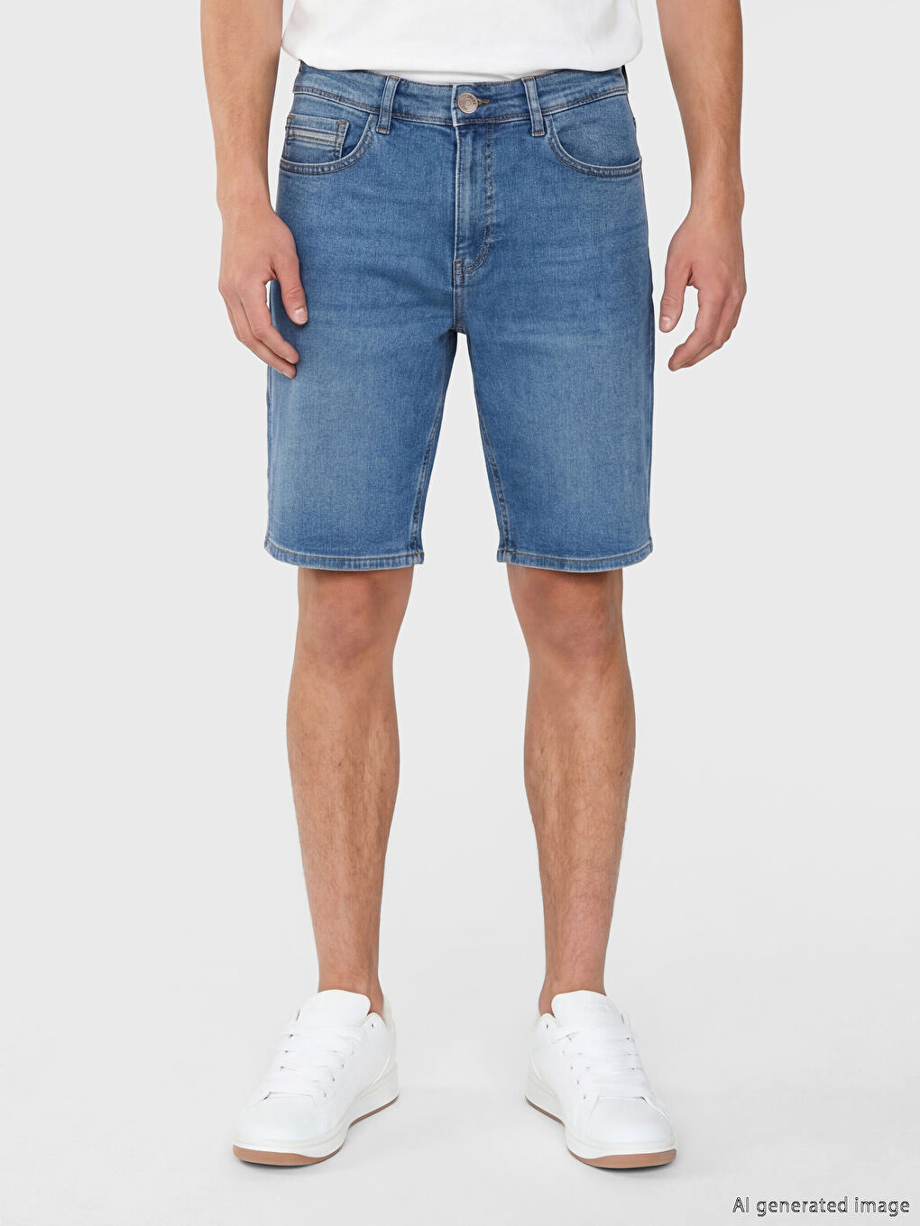 İndigo Slim Fit Erkek Jean Şort-1