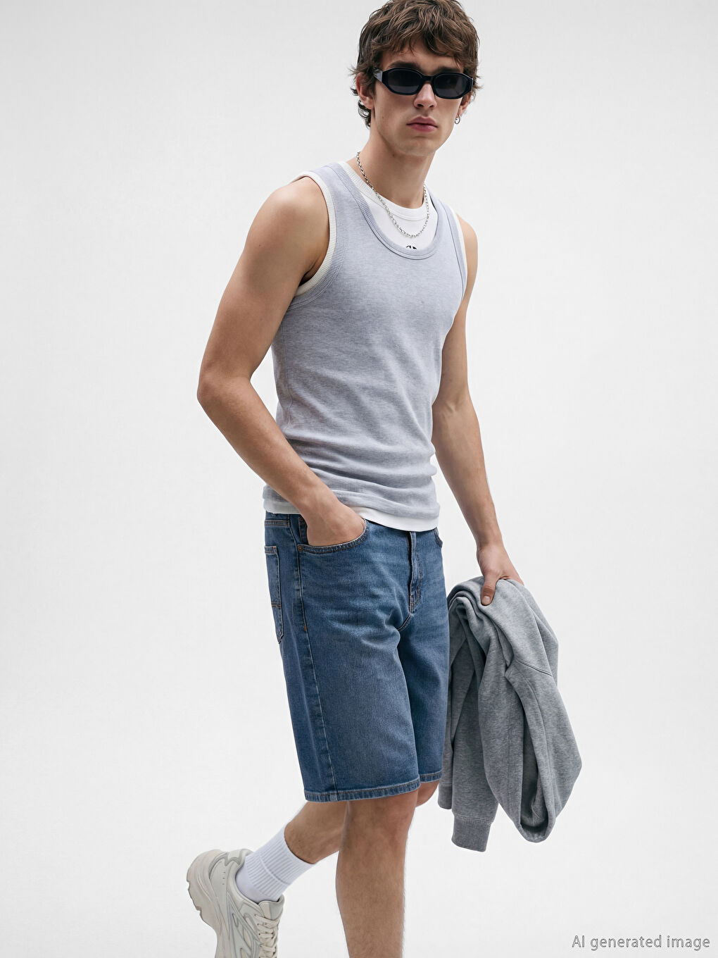 İndigo Süper Skinny Fit Erkek Jean Şort