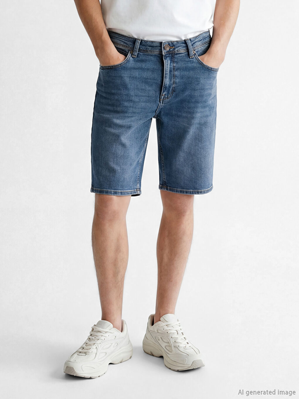 İndigo Süper Skinny Fit Erkek Jean Şort-1