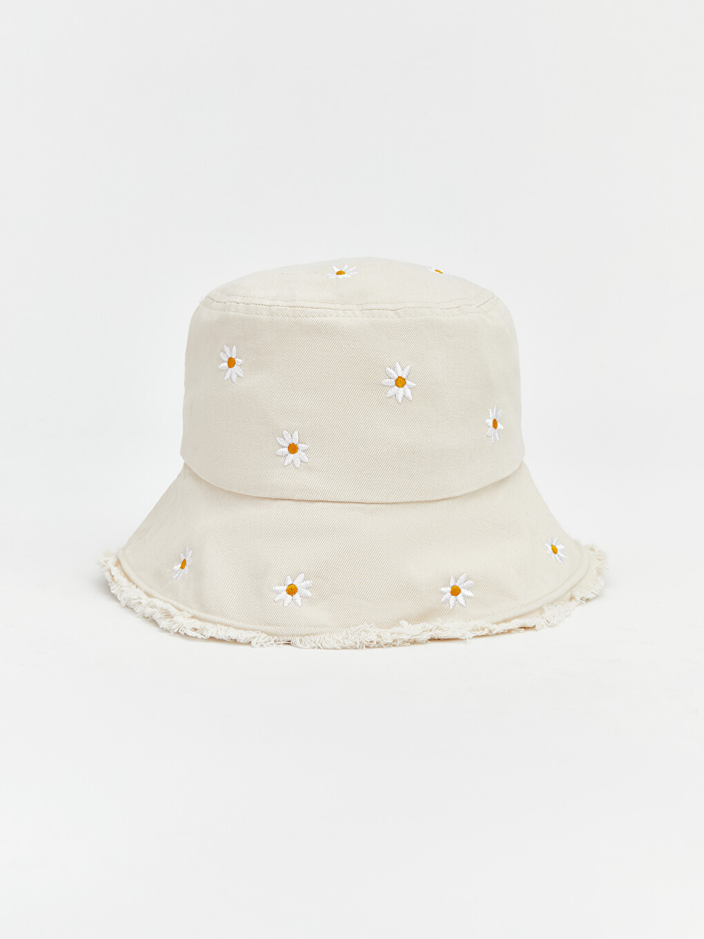 Ekru Çiçekli Kadın Bucket Şapka