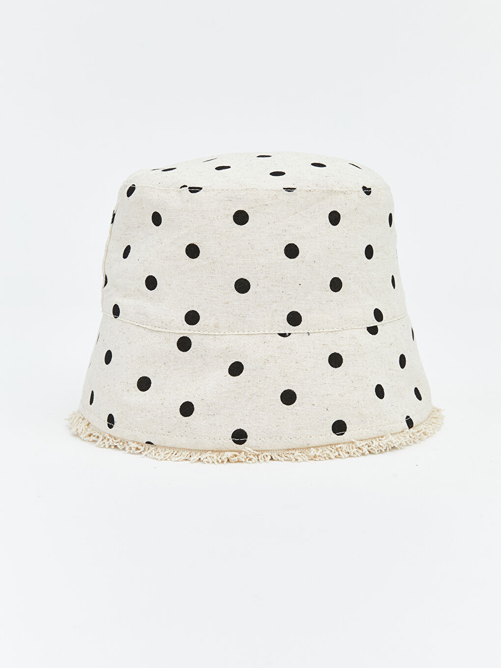 Ekru Puantiyeli Kadın Bucket Şapka