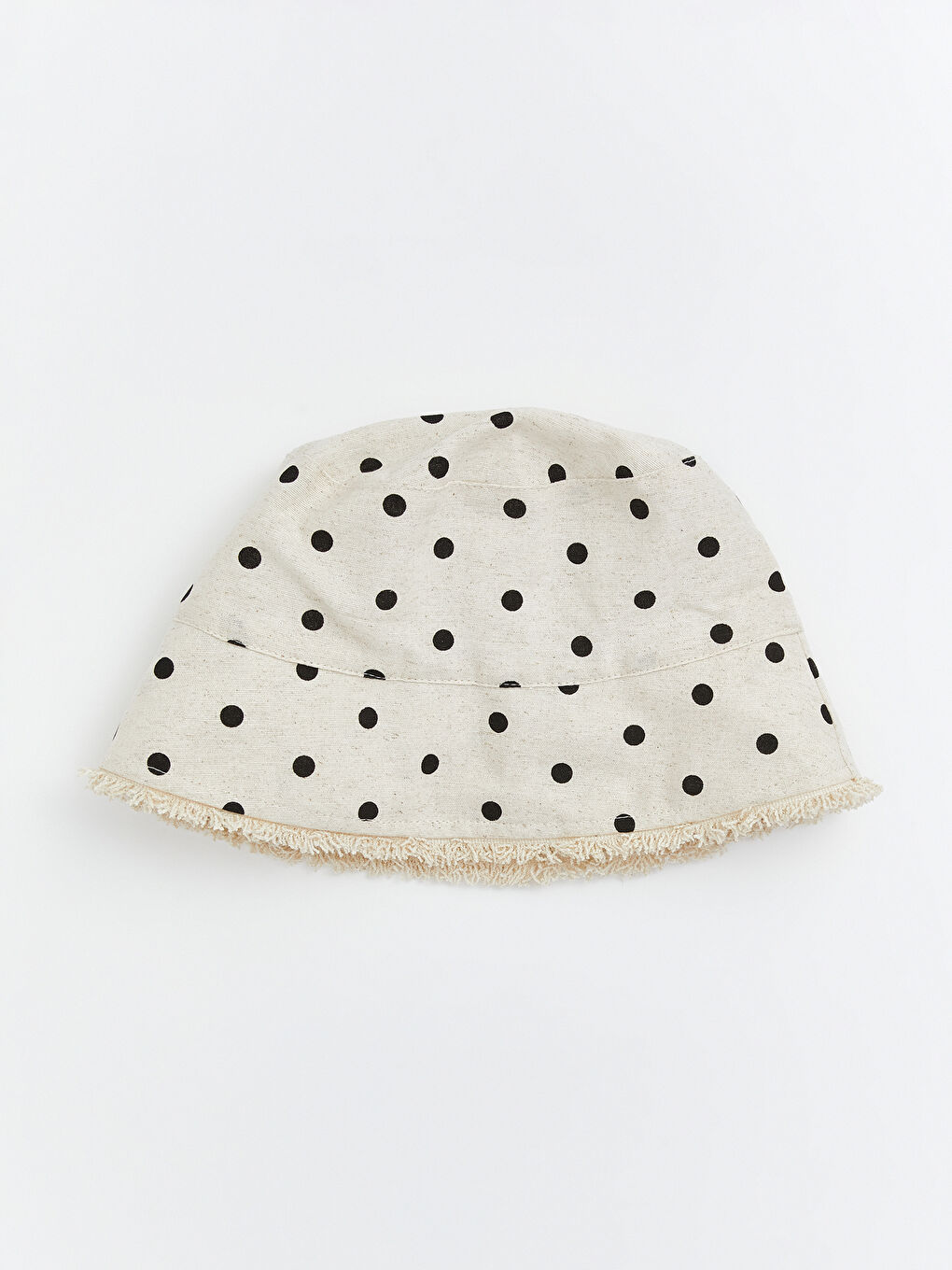 Ekru Puantiyeli Kadın Bucket Şapka-1
