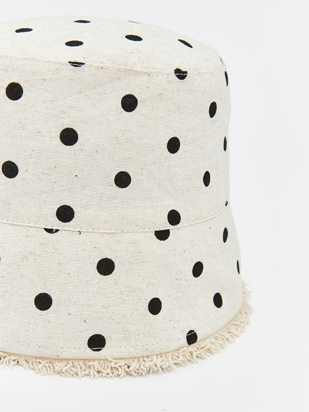 Ekru Puantiyeli Kadın Bucket Şapka-2