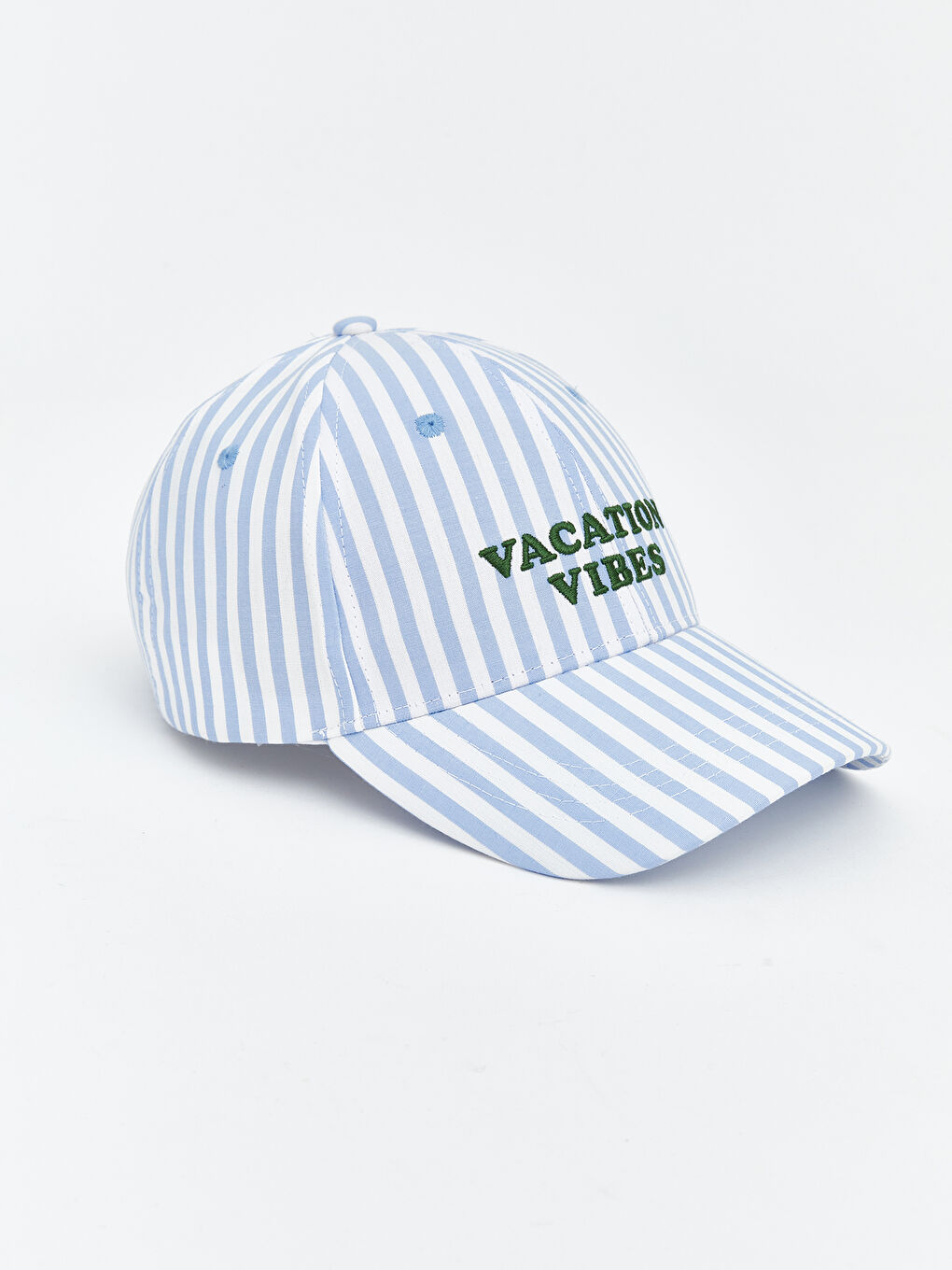 Mavi Çizgili Kadın Kep Şapka-1