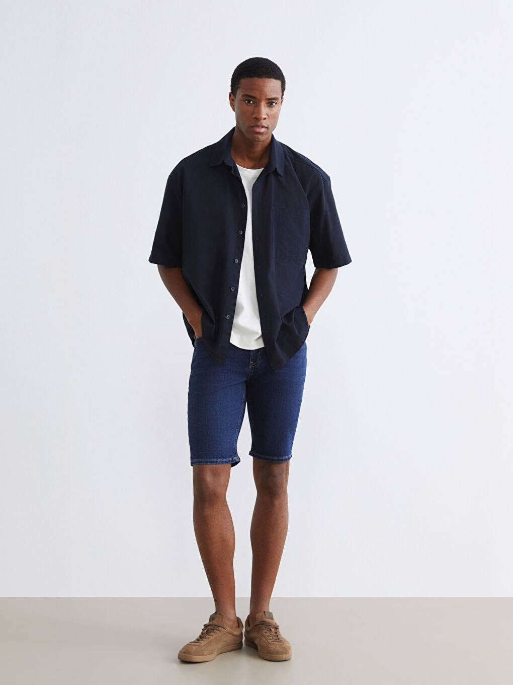 İndigo Slim Fit Erkek Jean Şort