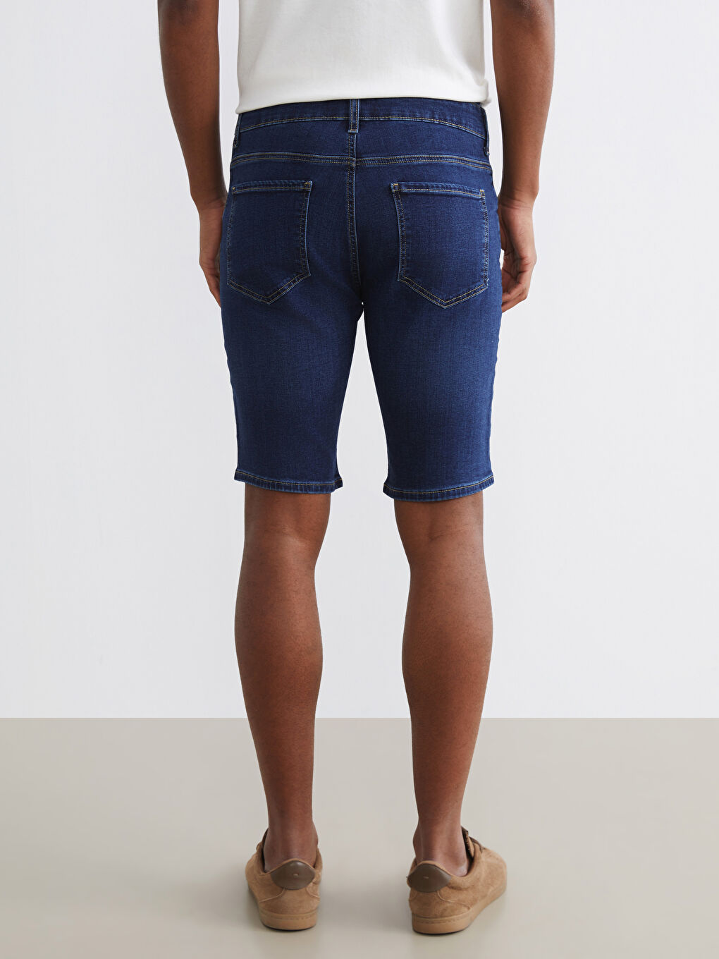 İndigo Slim Fit Erkek Jean Şort-3