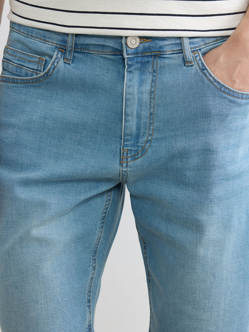 İndigo Slim Fit Erkek Jean Şort-2