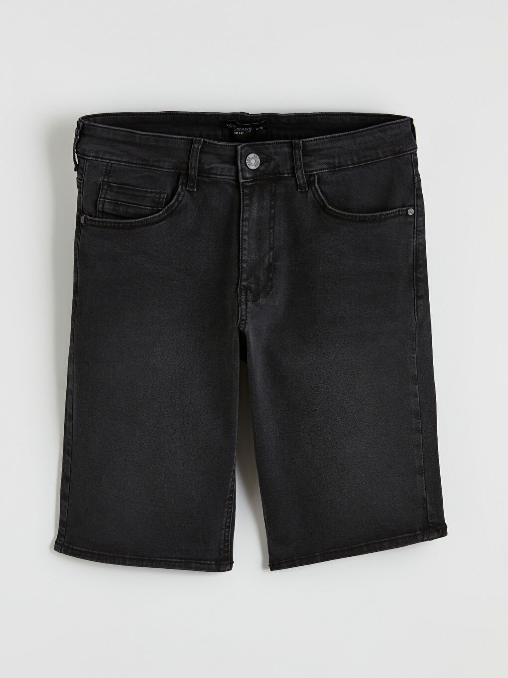 Antrasit Standart Kalıp Erkek Jean Şort-4