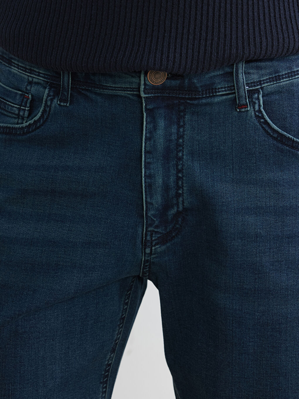 İndigo Standart Kalıp Erkek Jean Şort-2