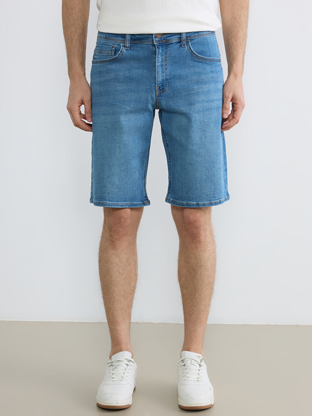 İndigo Regular Fit Erkek Jean Şort-1