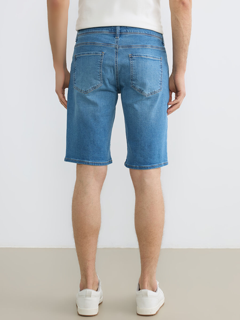 İndigo Regular Fit Erkek Jean Şort-3