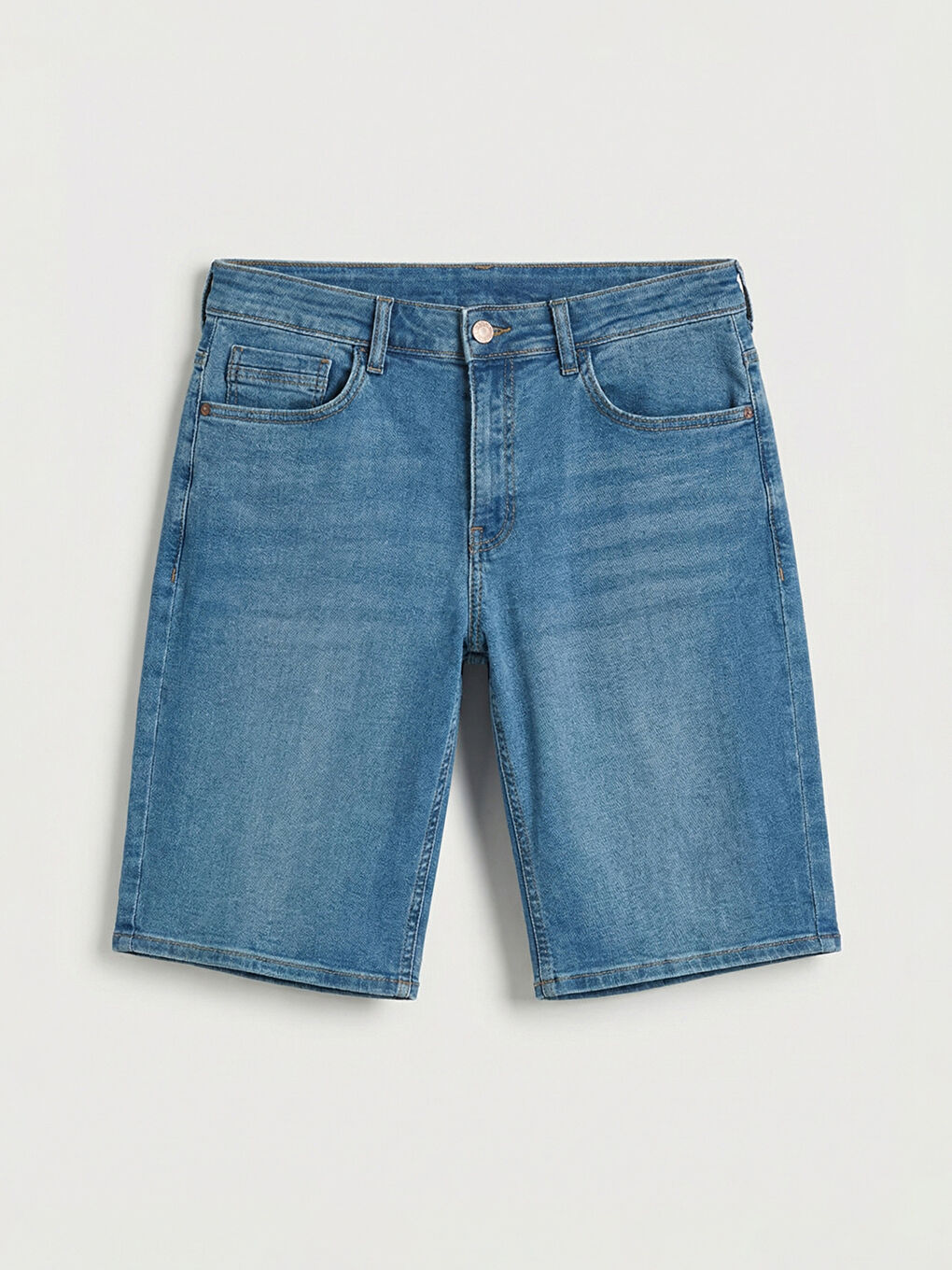 İndigo Regular Fit Erkek Jean Şort-4