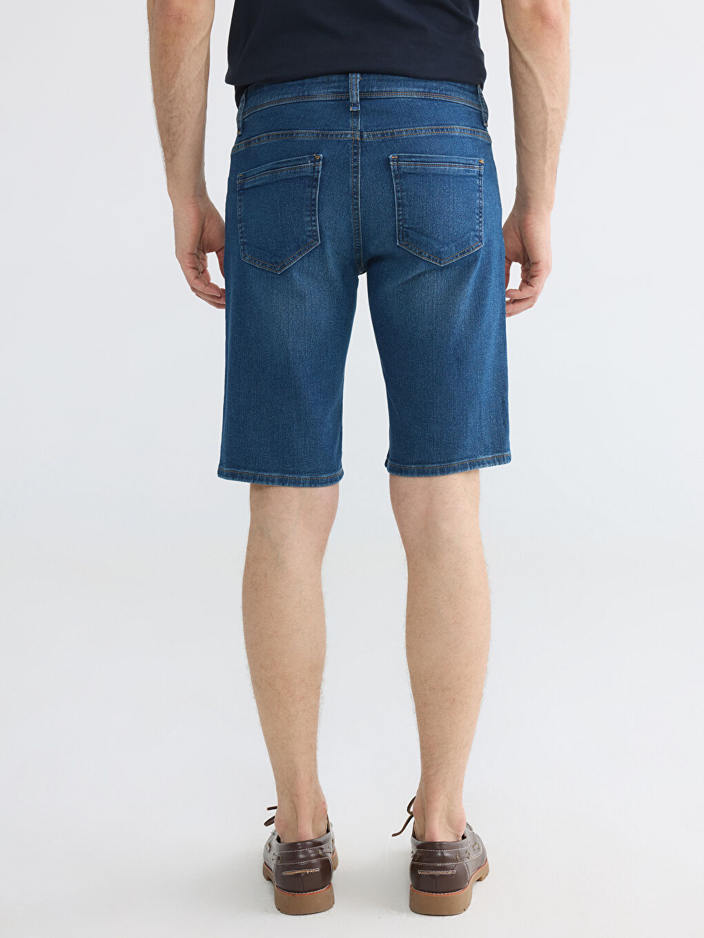İndigo Standart Kalıp Erkek Jean Şort-3