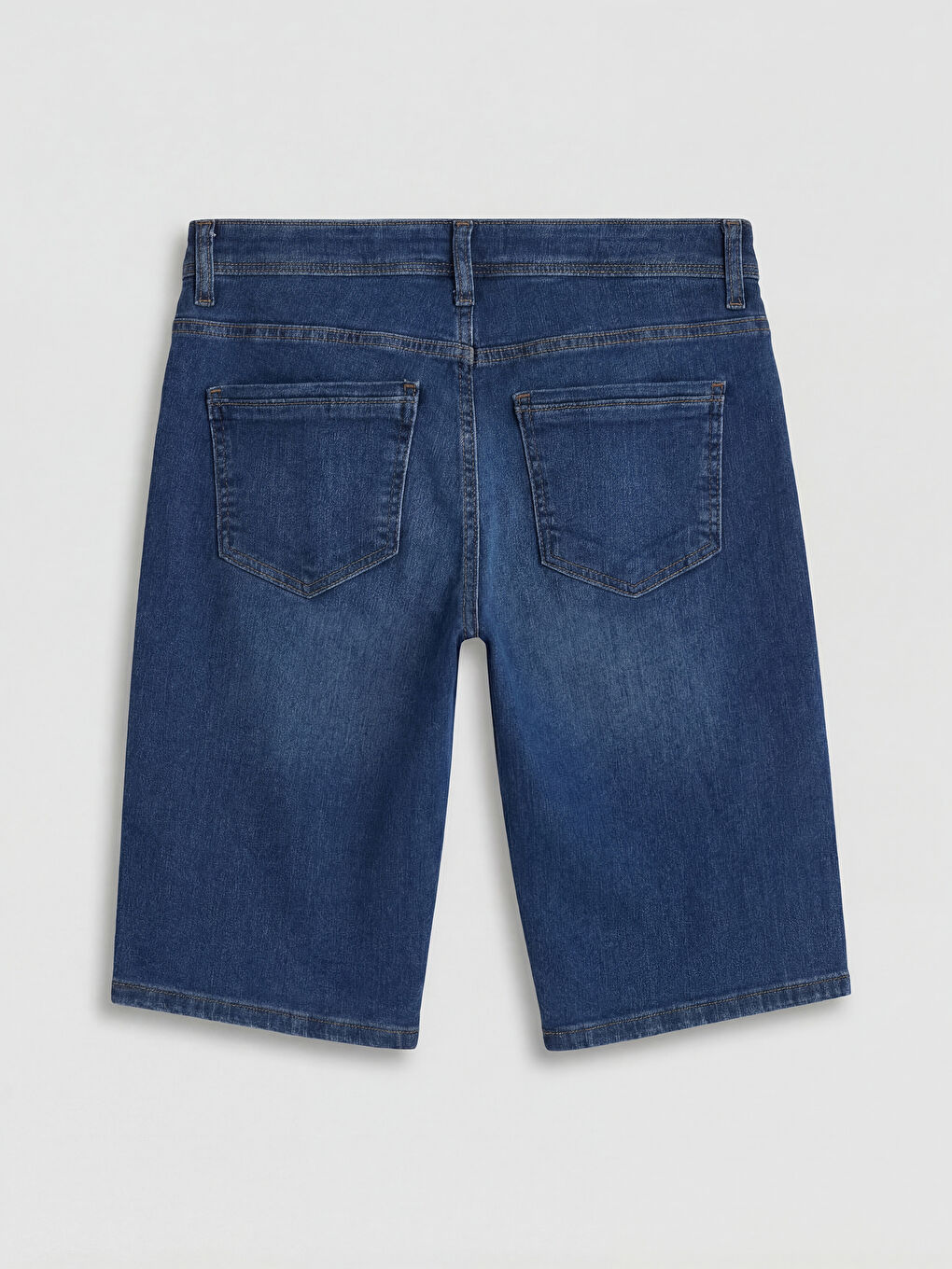 İndigo Standart Kalıp Erkek Jean Şort-5