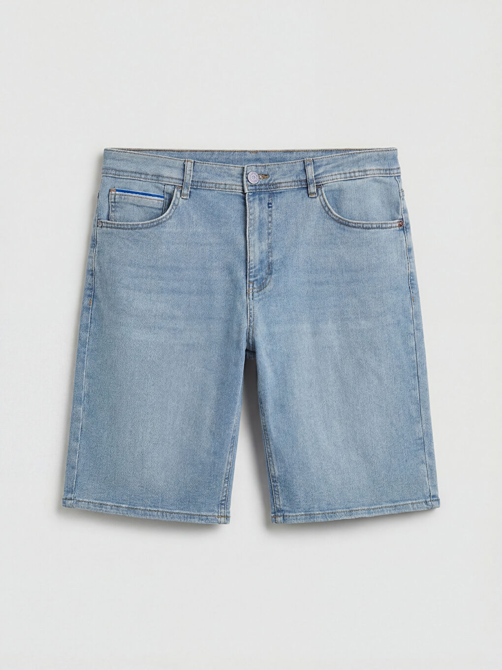 İndigo Standart Kalıp Erkek Jean Şort-3