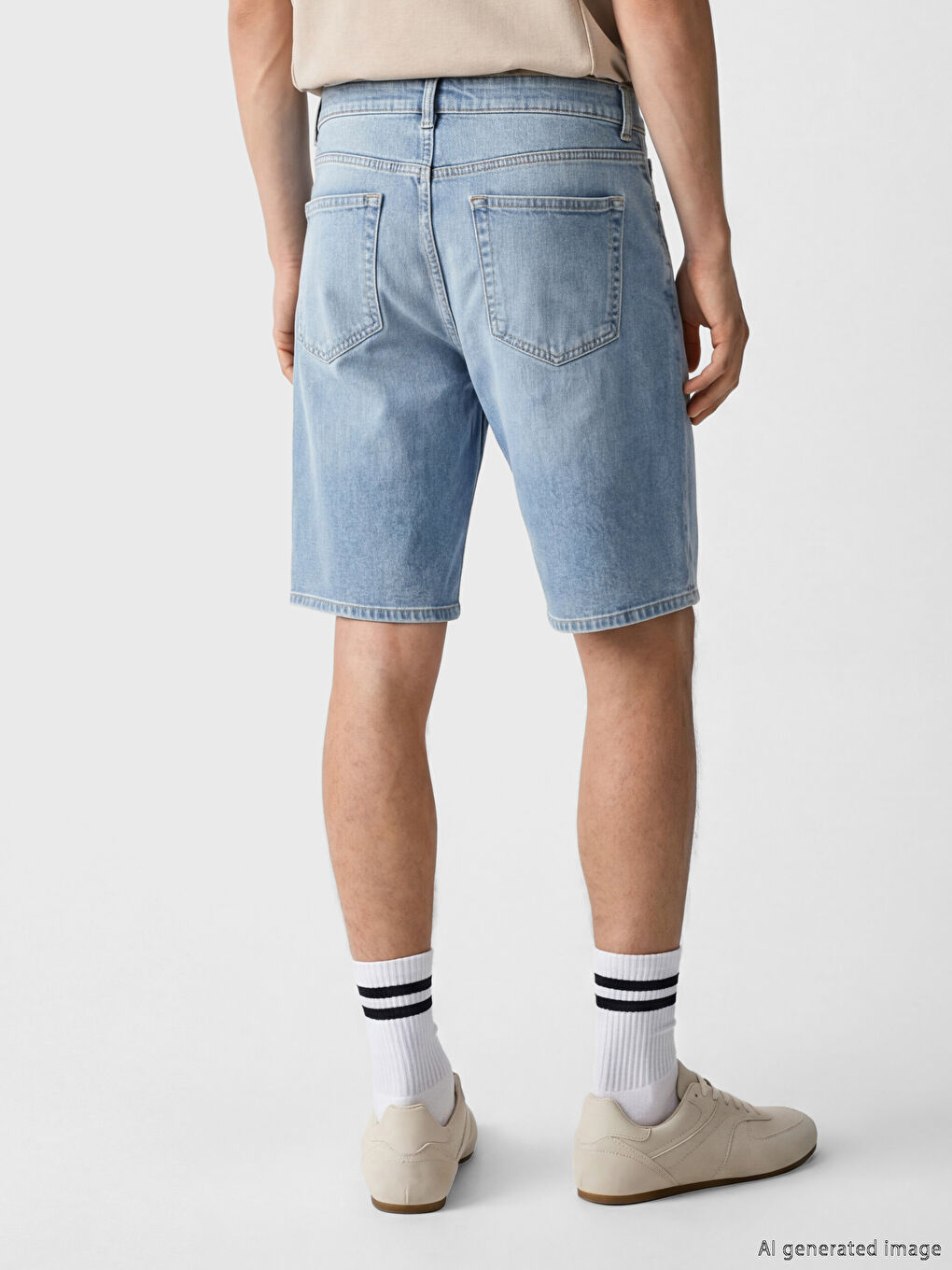 İndigo Standart Kalıp Erkek Jean Şort-2