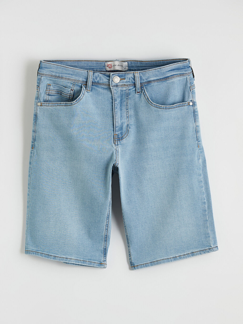 İndigo Standart Kalıp Erkek Jean Şort-4