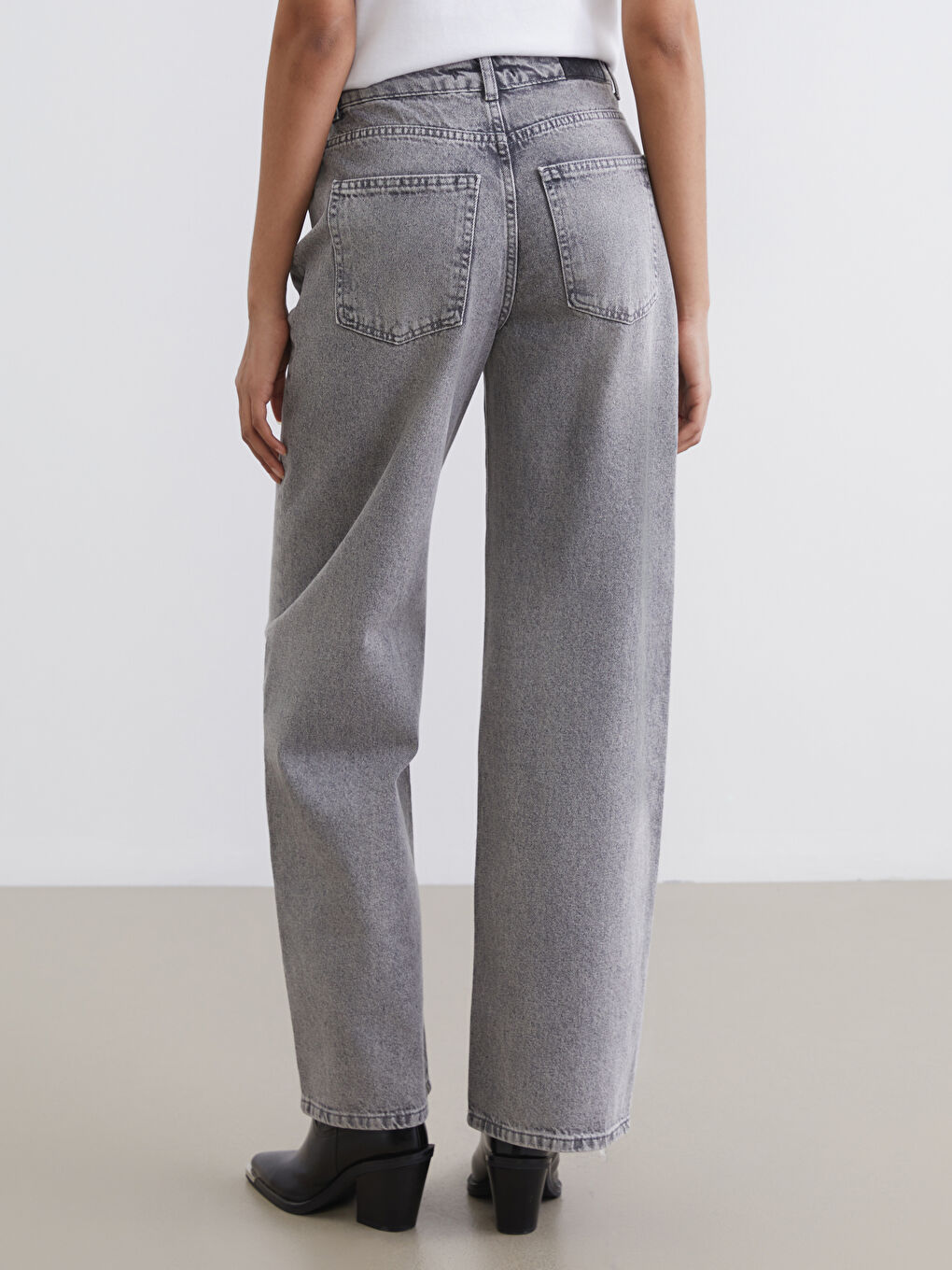 Gri Wideleg Kadın Jean Pantolon	-3
