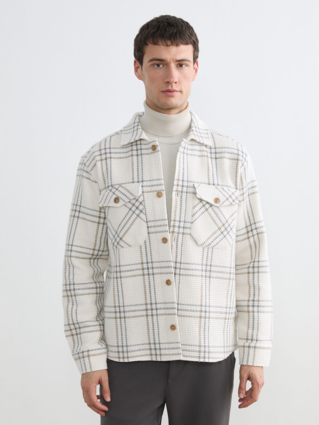 Regular Fit Plaid Men's Shirt Jacket