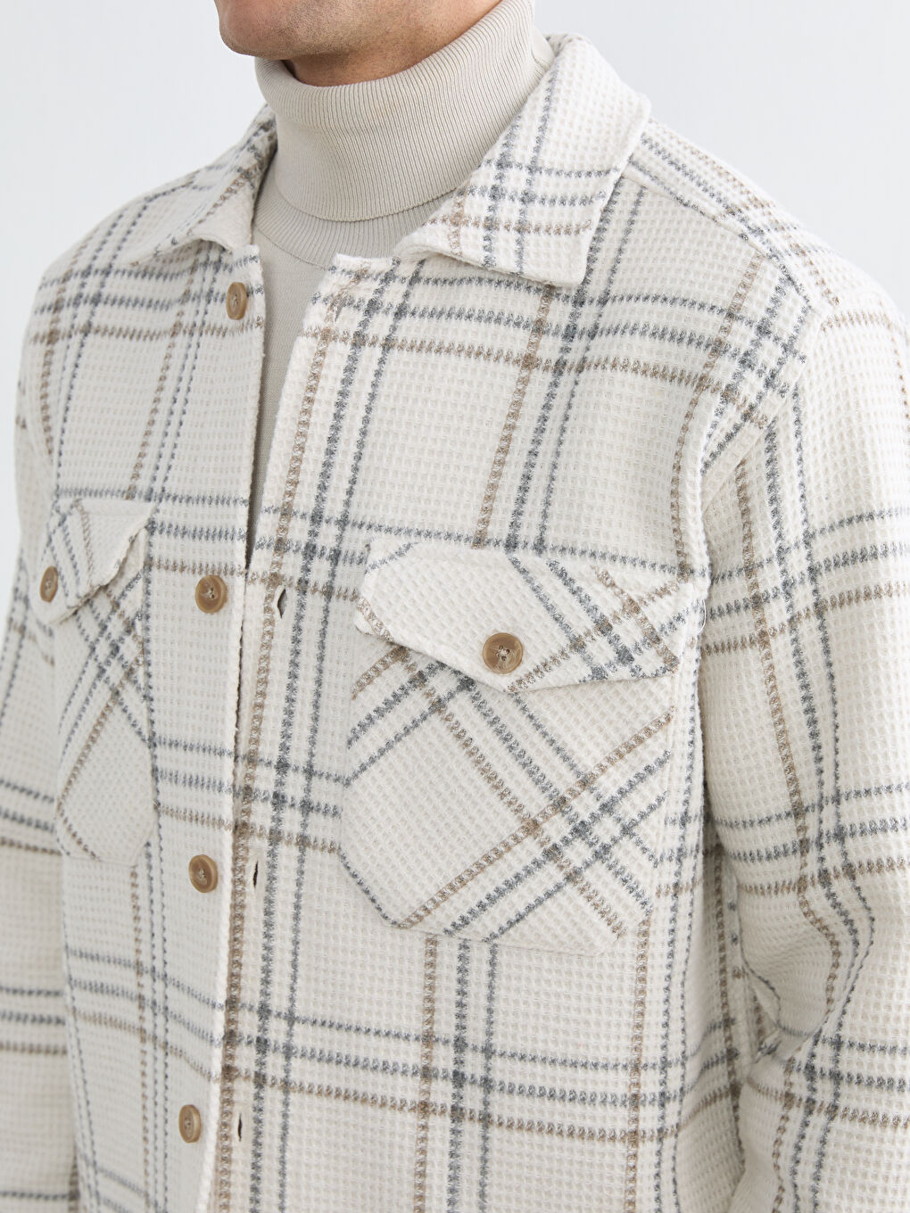 Regular Fit Plaid Men's Shirt Jacket-2