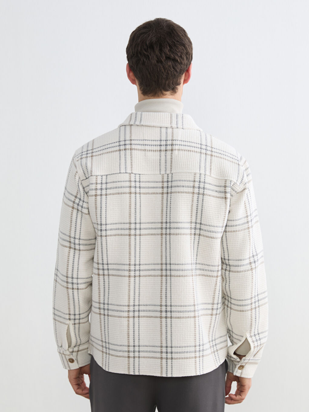 Regular Fit Plaid Men's Shirt Jacket-3