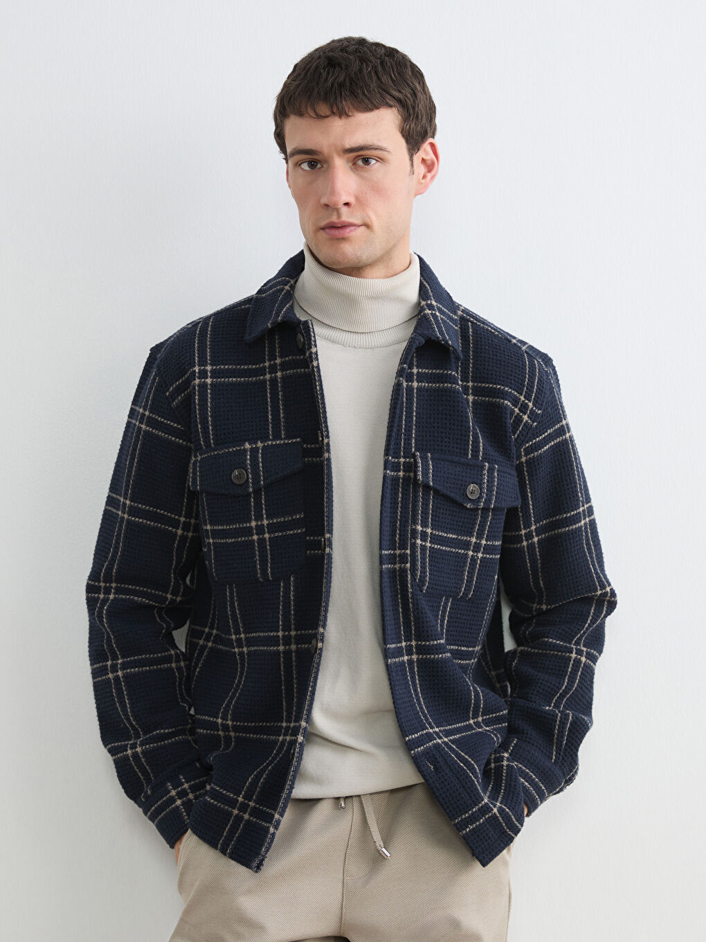 Regular Fit Plaid Men's Shirt Jacket