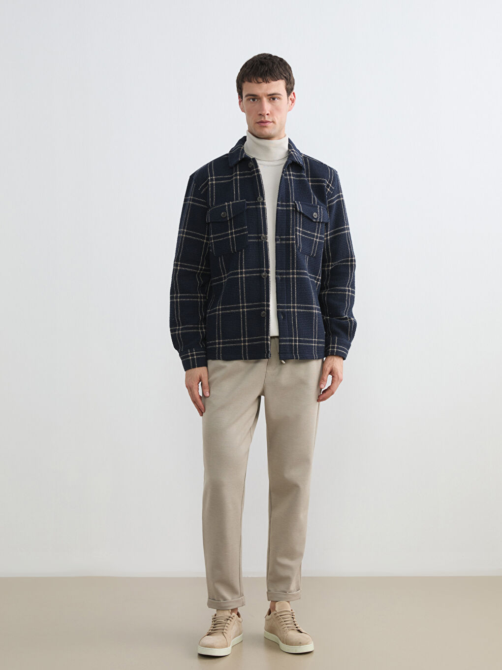 Regular Fit Plaid Men's Shirt Jacket-1