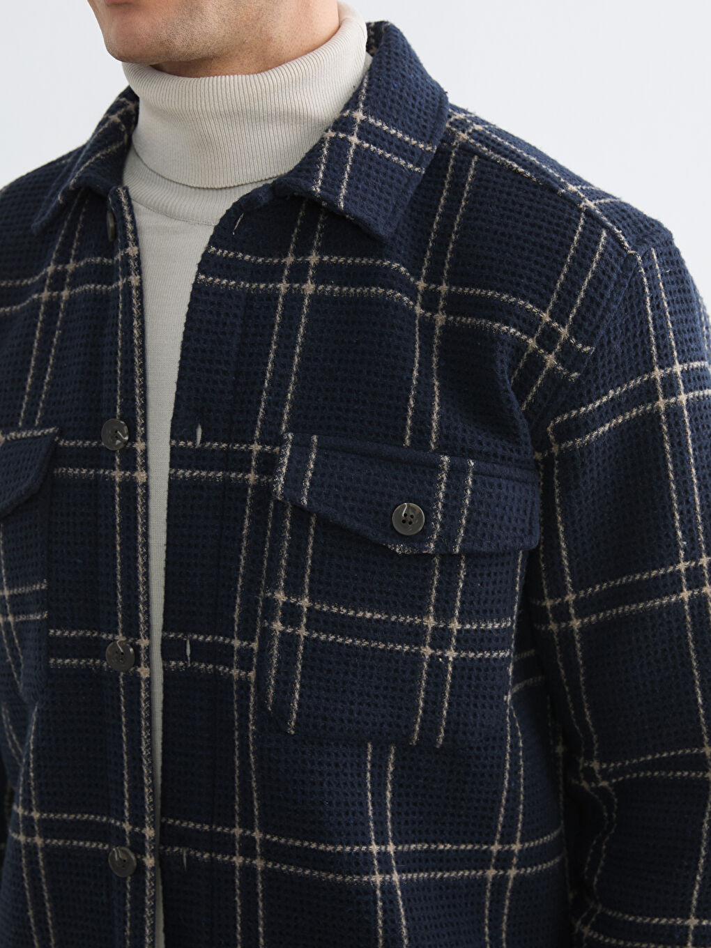 Regular Fit Plaid Men's Shirt Jacket-2