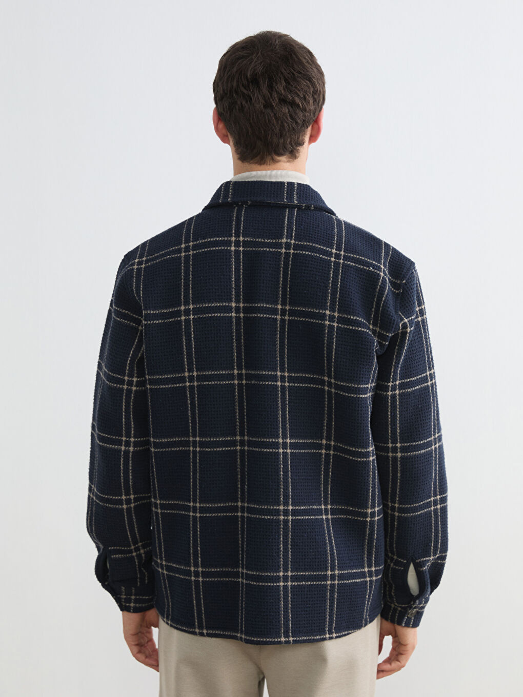 Regular Fit Plaid Men's Shirt Jacket-3