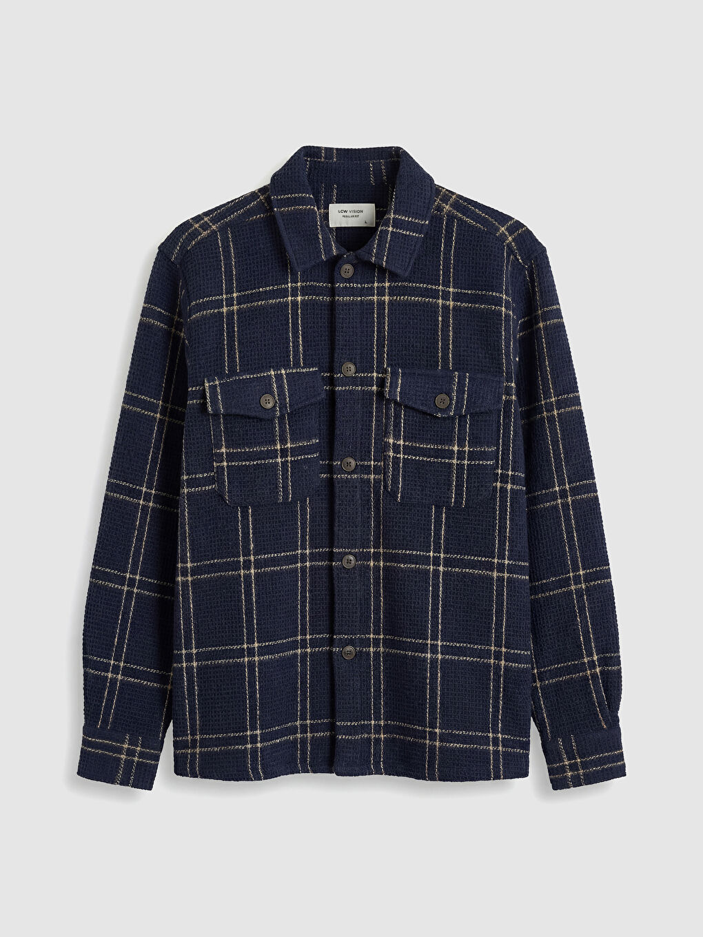 Lacivert Regular Fit Ekose Erkek Gömlek Ceket