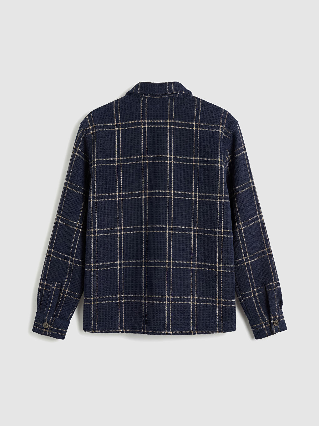 Lacivert Regular Fit Ekose Erkek Gömlek Ceket-1