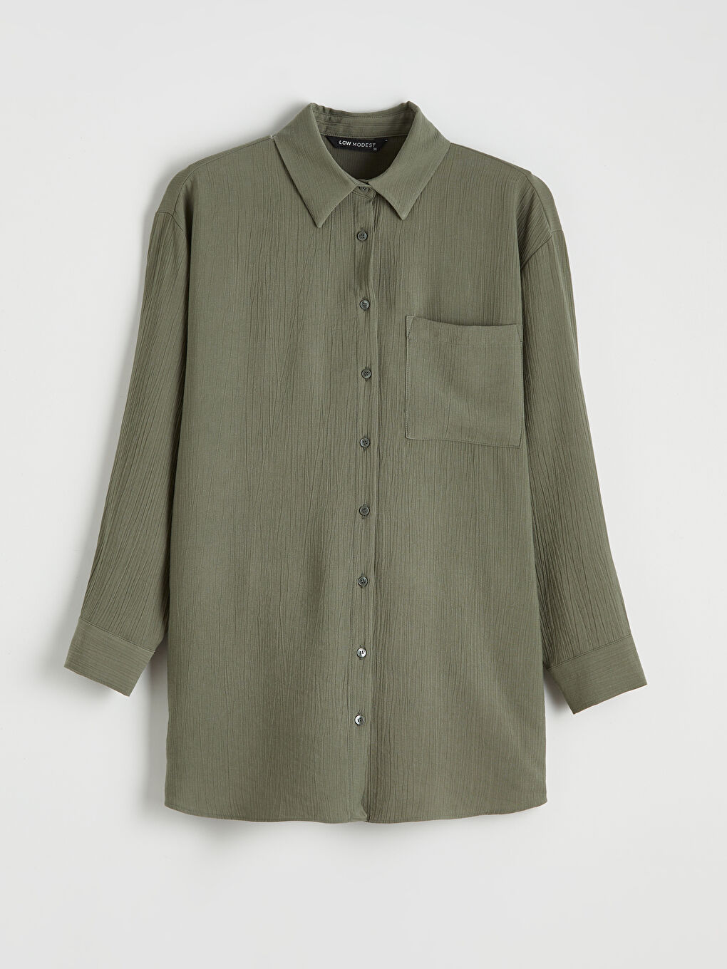 Haki Dokulu Oversize Kadın Gömlek Tunik-4