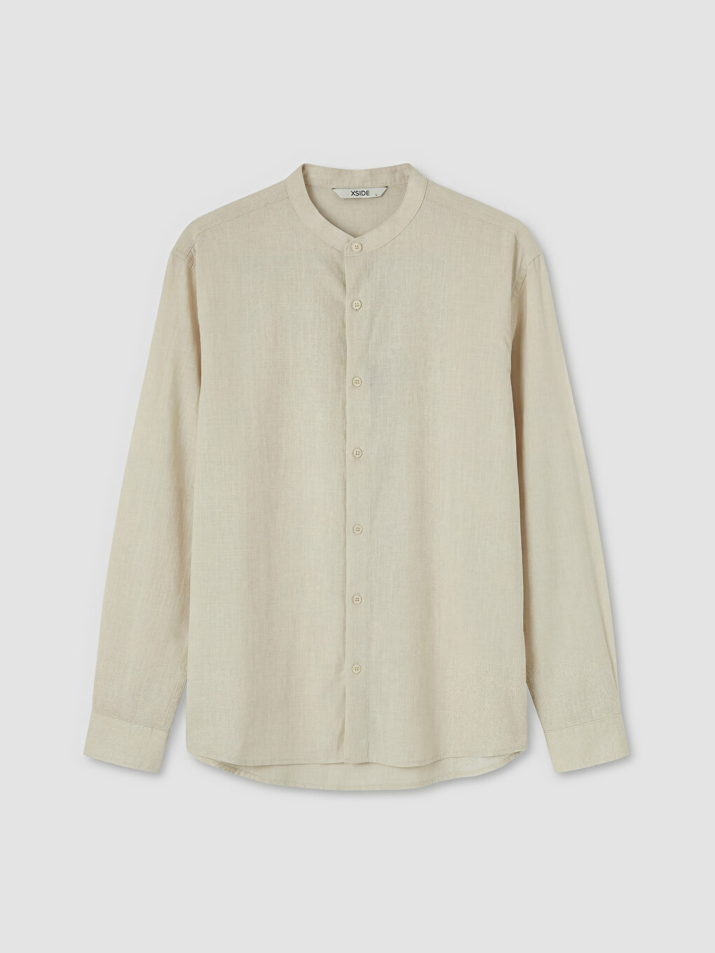 Regular Fit Grandad Collar Poplin Men's Shirt-4