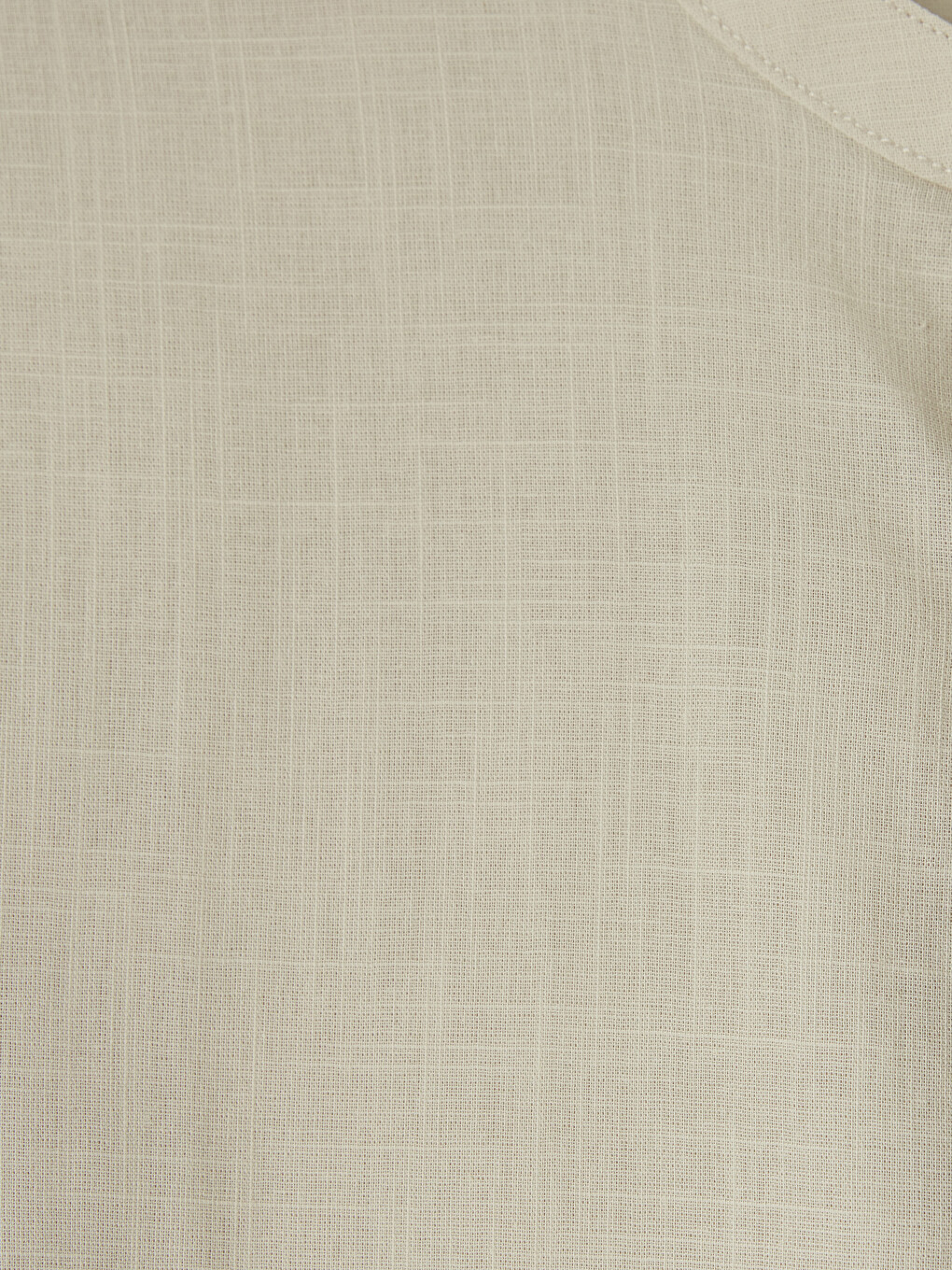 Regular Fit Grandad Collar Poplin Men's Shirt-6